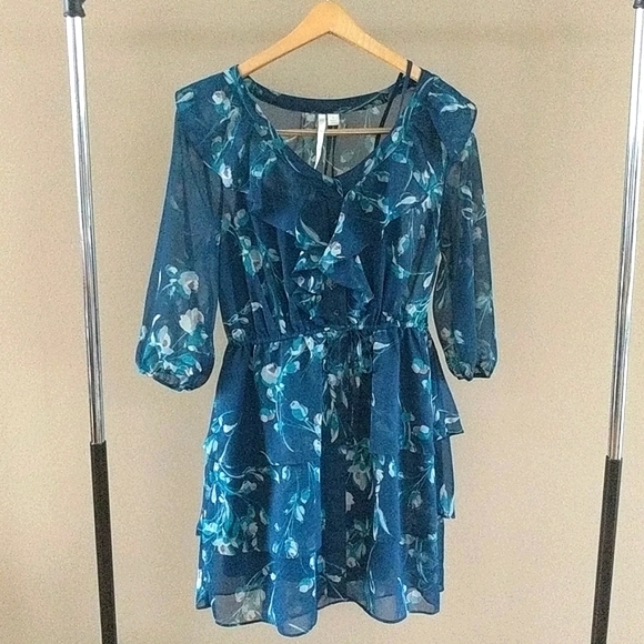 LC Lauren Conrad Dresses & Skirts - LC LAUREN CONRAD Sapphire Blue Ruffle Dress